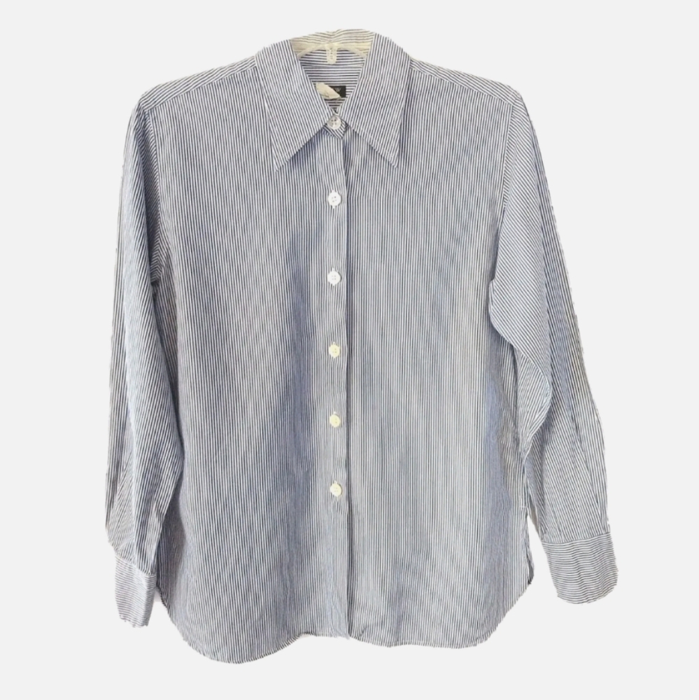 J.Crew Button Up Shirt Women’s Small Blue White Striped Long Sleeves